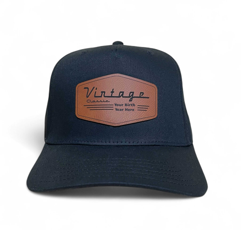 custom personalized birth year vintage classic leather patch hat